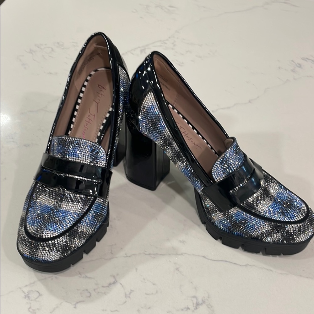 Betsey Johnson Black and Blue Plaid Loafers